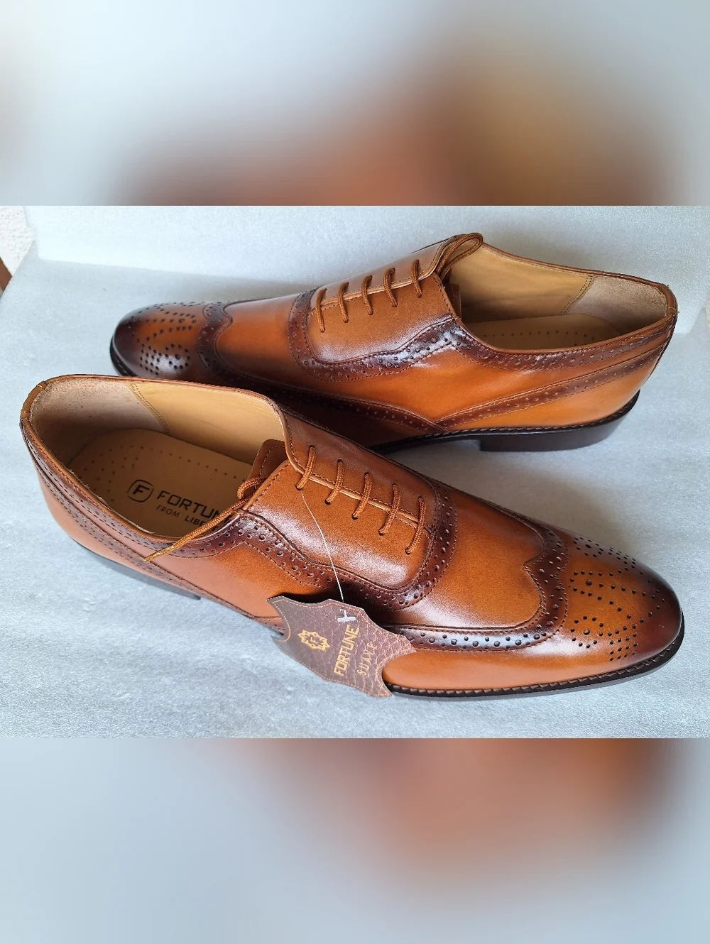 👞 NWT Liberty Fortune Men's Leather Wingtip Brogues Sz 13 👞